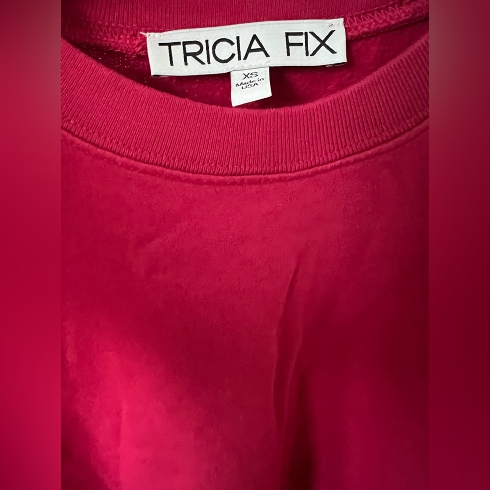 Tricia Fix Exclusive Butterfly Crewneck Sweatshirt in Red Raspberry Size XS - Picture 2 of 4